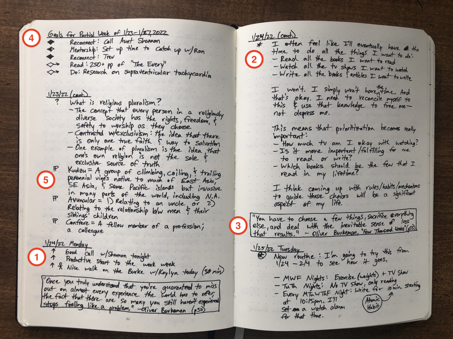 Two pages of my journal