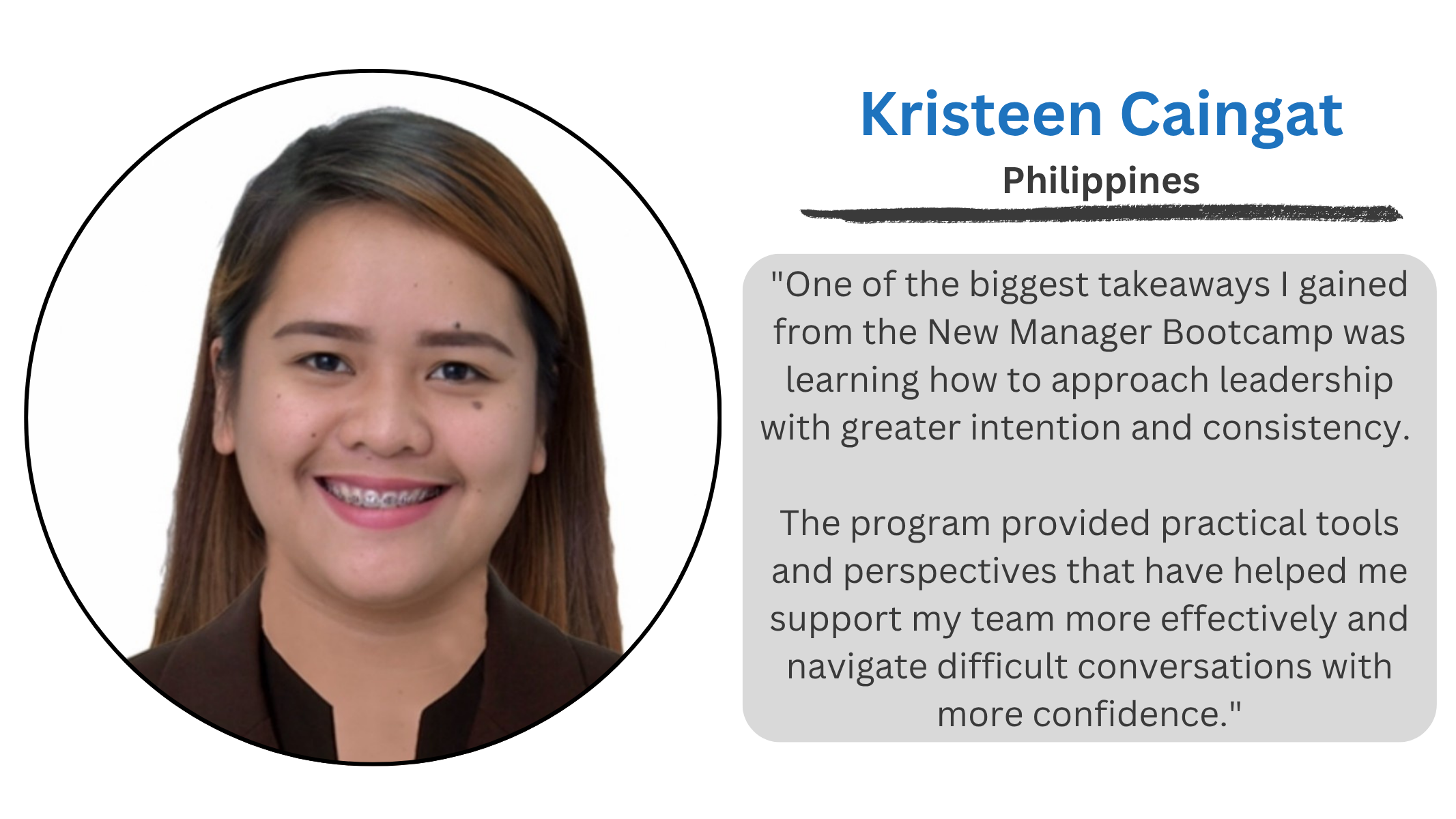 Kristeen Caingat Testimonial Quote Kristeen Caingat Testimonial Quote