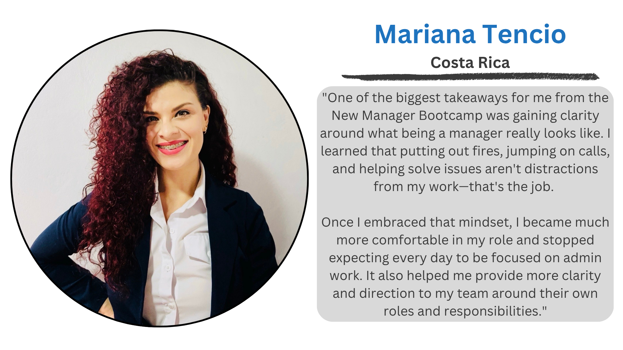 Mariana Tencio Testimonial Quote Mariana Tencio Testimonial Quote